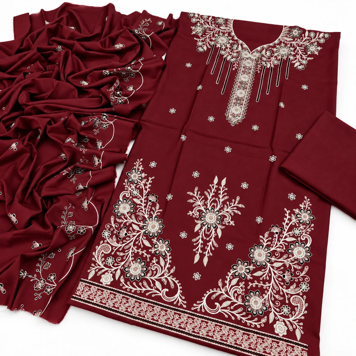 Dhanak Fancy Embroidered 3PC |