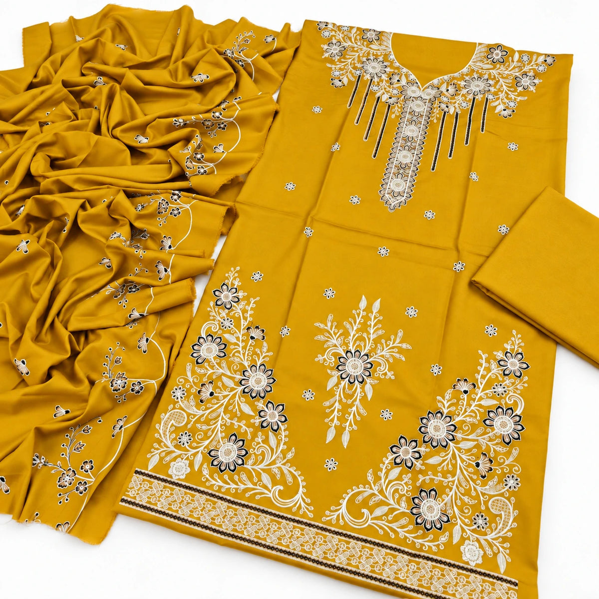 Dhanak Fancy Embroidered 3PC |