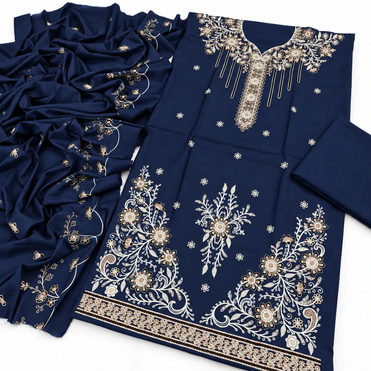Dhanak Fancy Embroidered 3PC |
