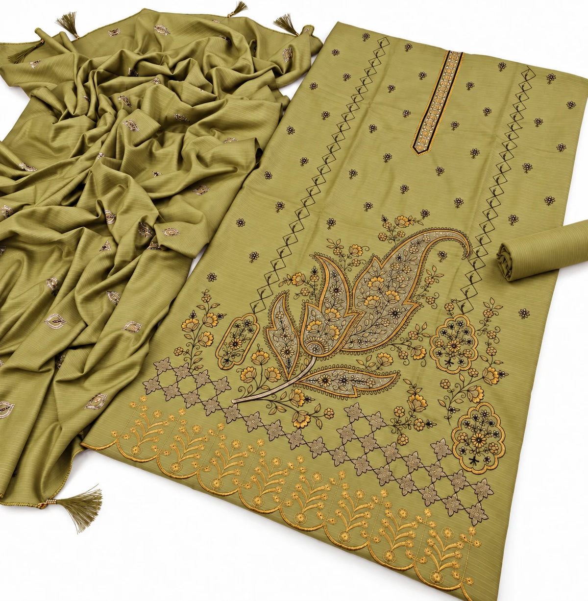 Dhanak Fancy Embroidered 3PC |
