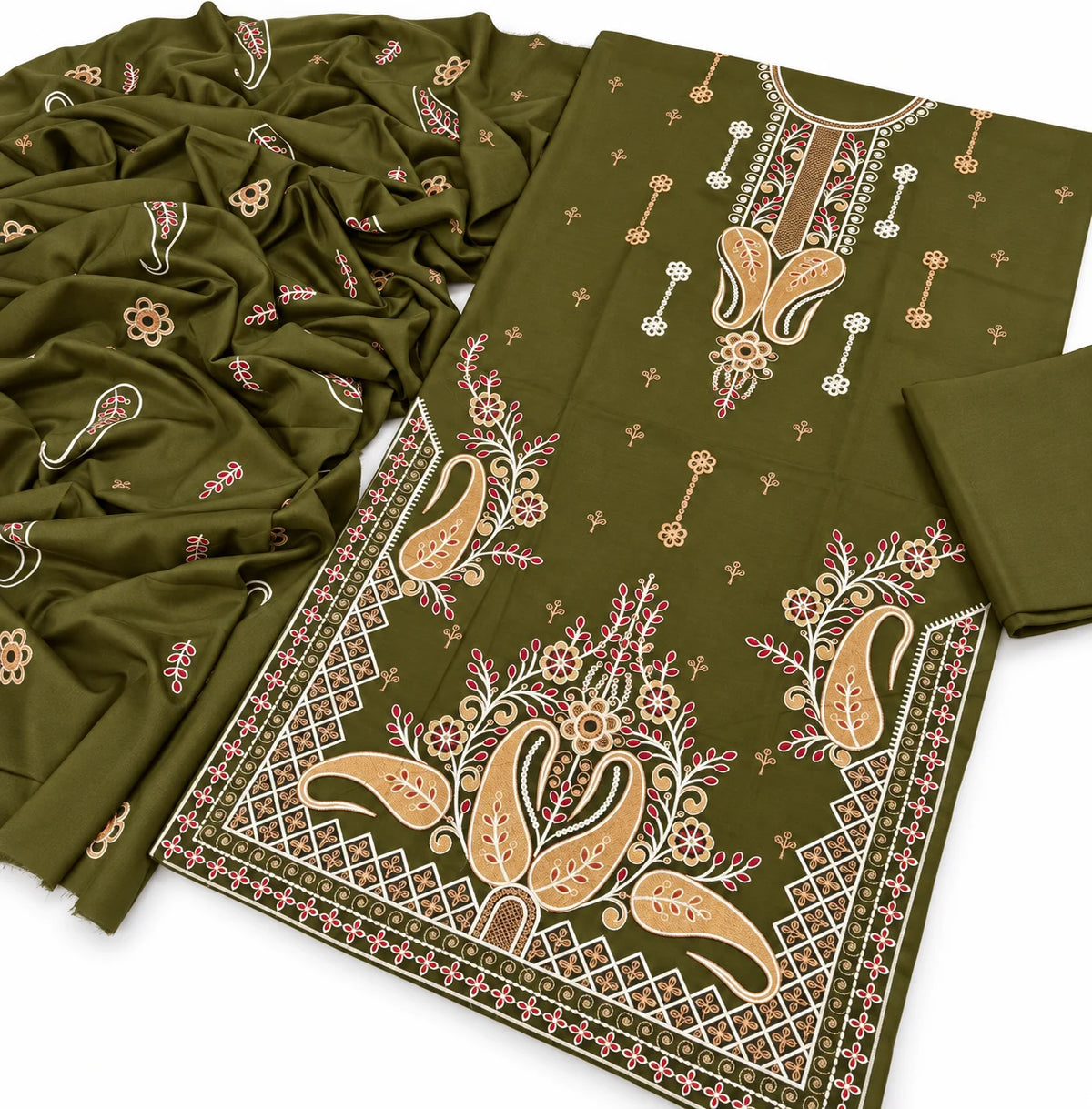 Dhanak Fancy Embroidered 3PC |