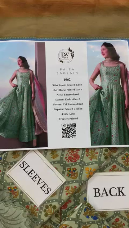 Luxury Printed Embroidered Lawn 3PC Unstitched | C Green