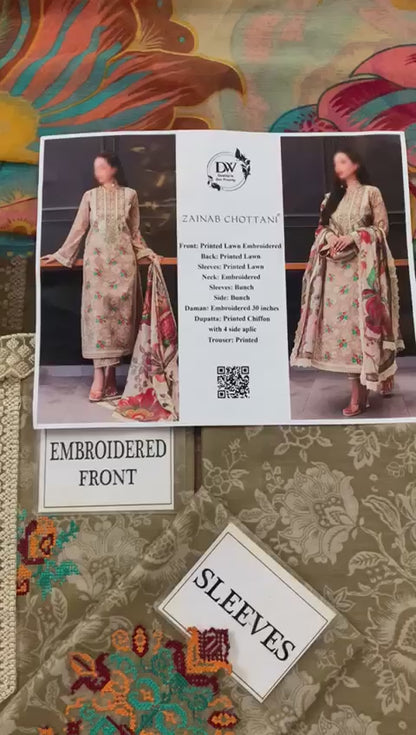 Zainab Chottani Embroidered Printed Lawn 3PC Unstitched