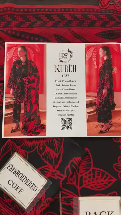 Nureh Printed Embroidered Lawn 3PC