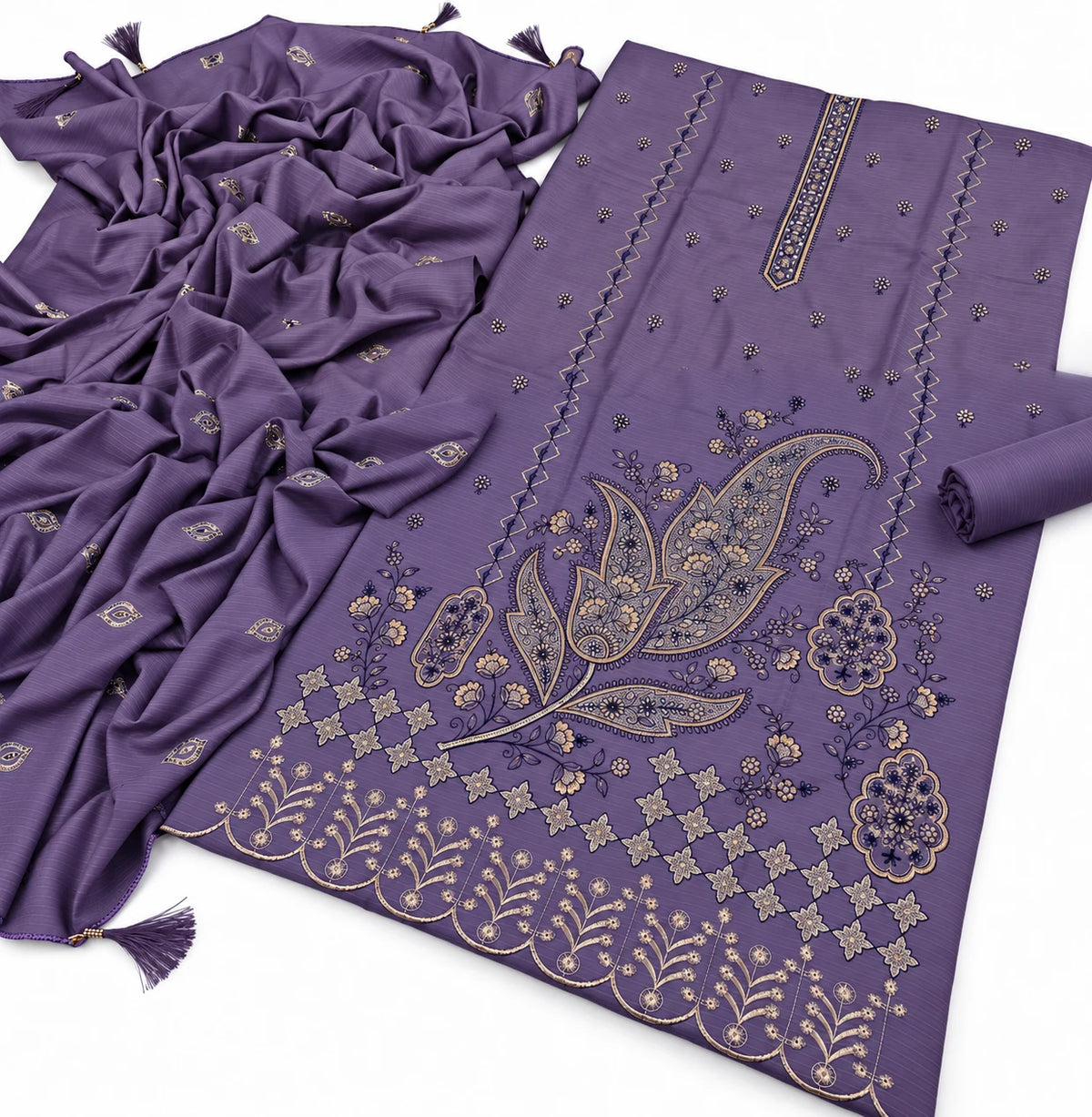Dhanak Fancy Embroidered 3PC |