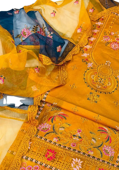 Ramsha Cotton Fancy 3 Pcs Unstitched - Memon Clothes