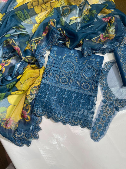 Ramsha Embroidered Cotton Printed Dupatta | Zinc - Memon Clothes