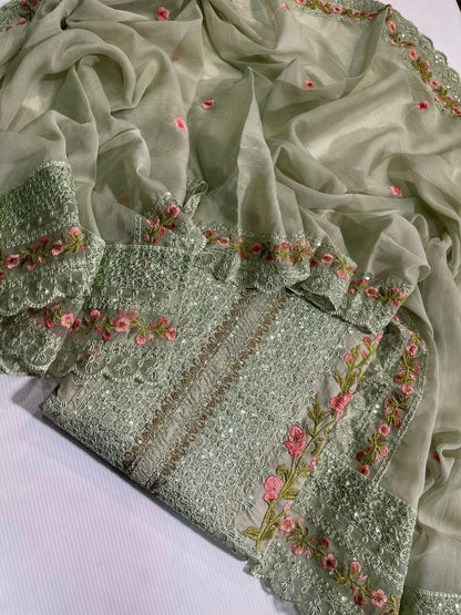 Ramsha Emroidered Lawn 3 Pcs - Memon Clothes