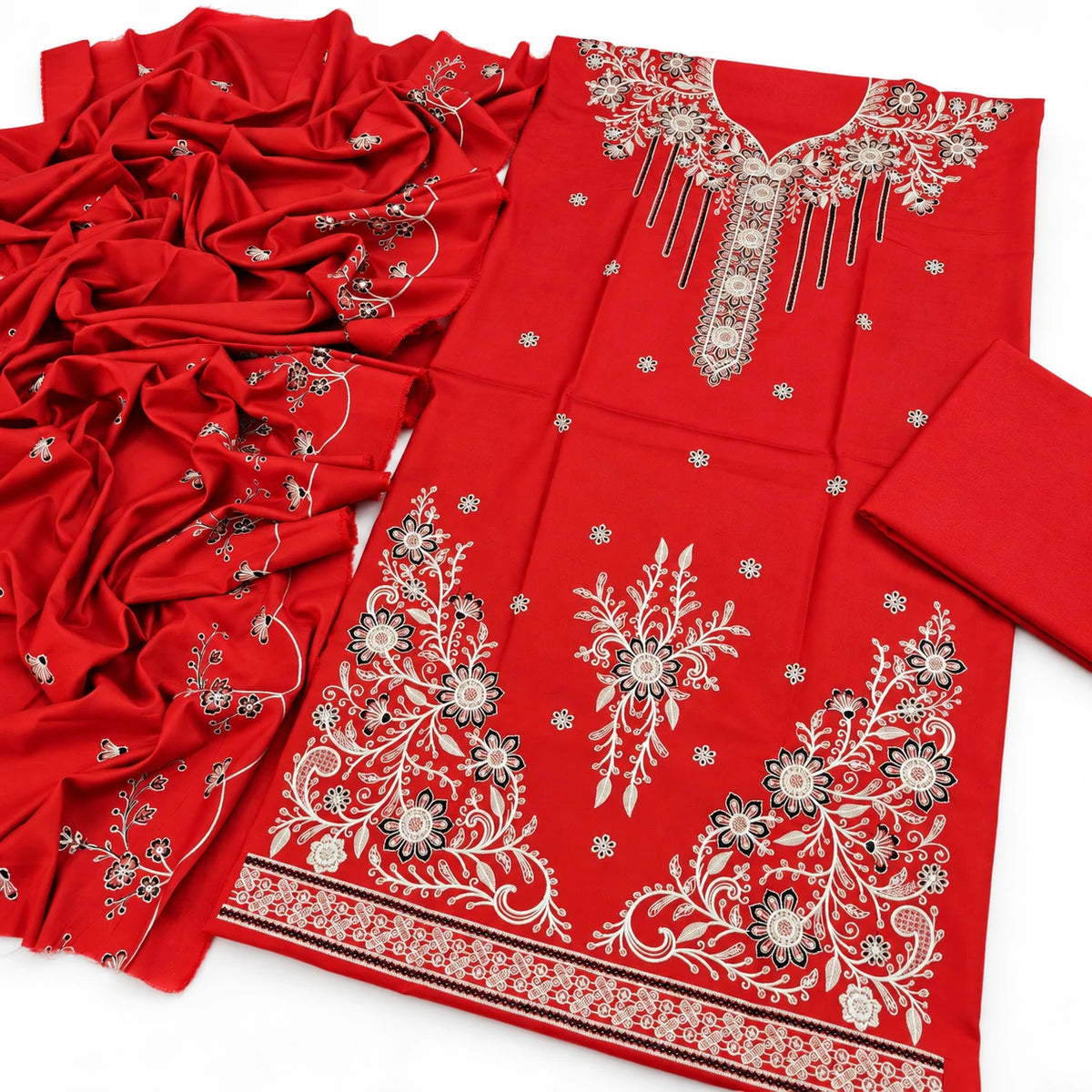 Dhanak Fancy Embroidered 3PC |