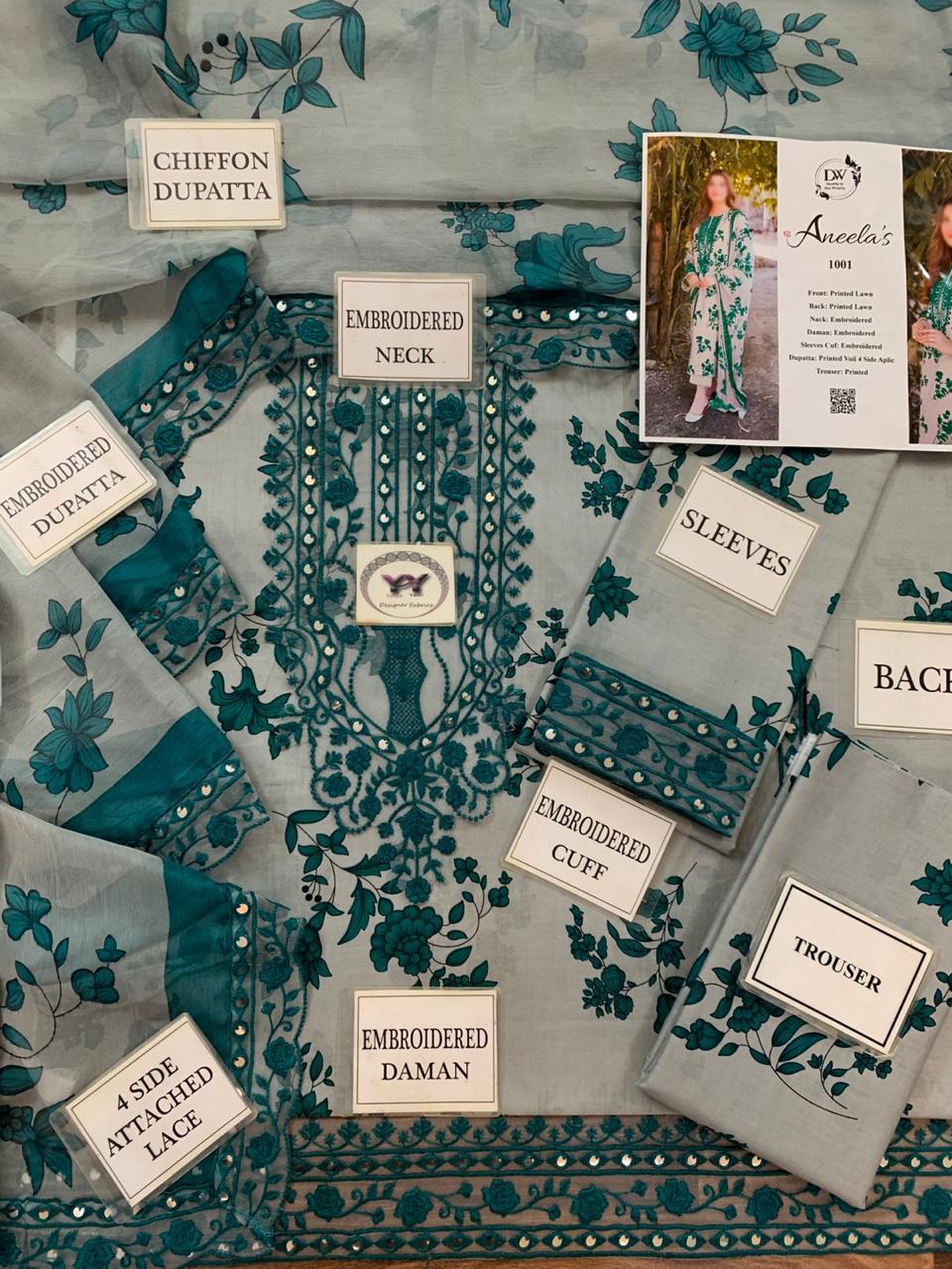 Aneela's Printed Embroidered Lawn