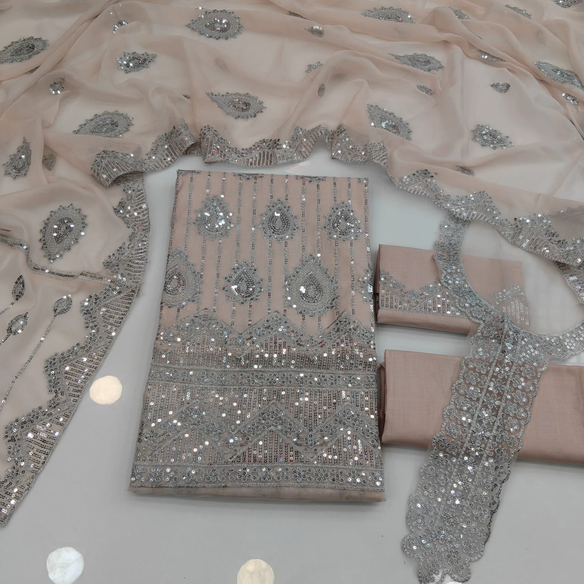 Party Wear Luxury Embroidered Cotton 3PC