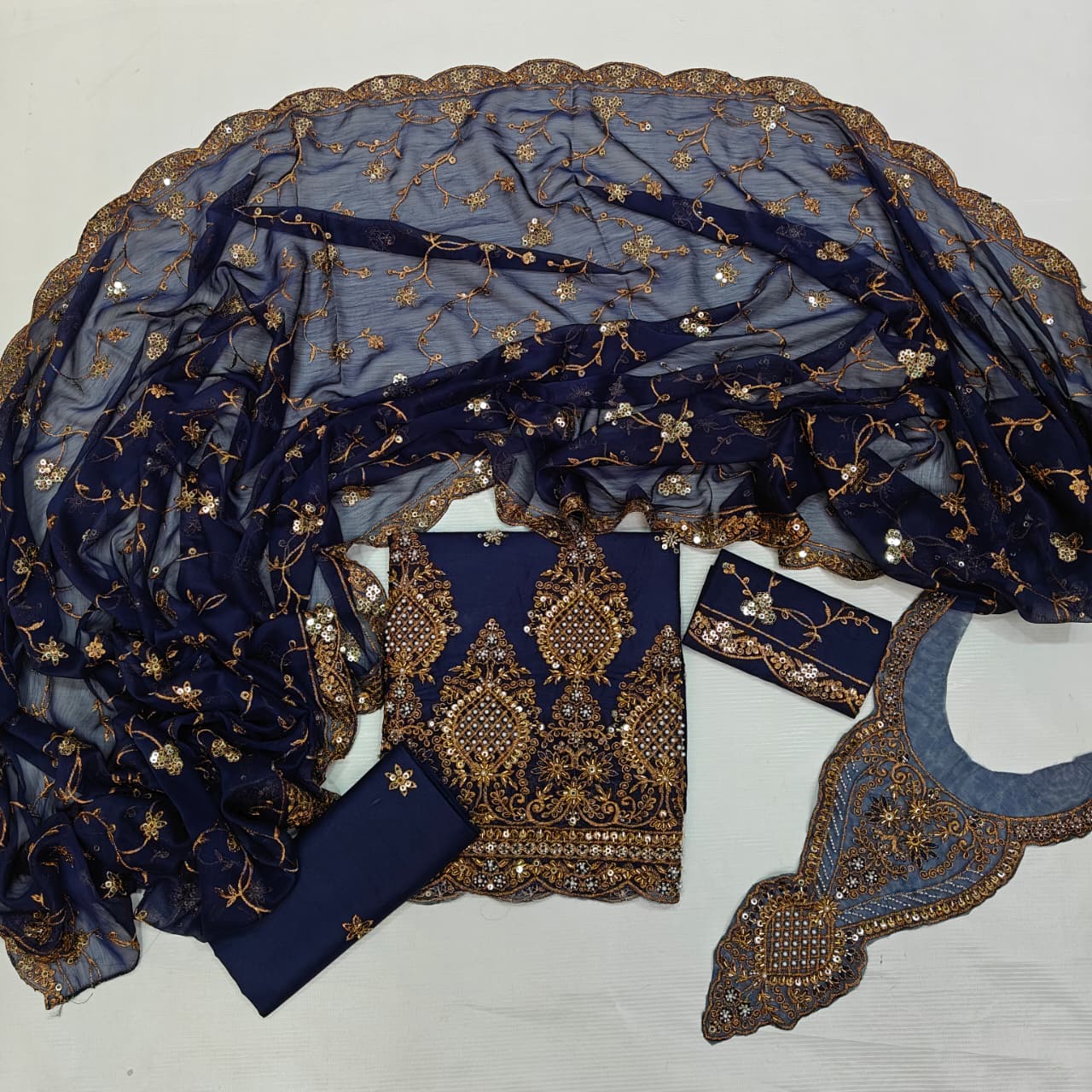 Taj Fancy Heavy Embroidered 3PC Unstitched Memon Clothes