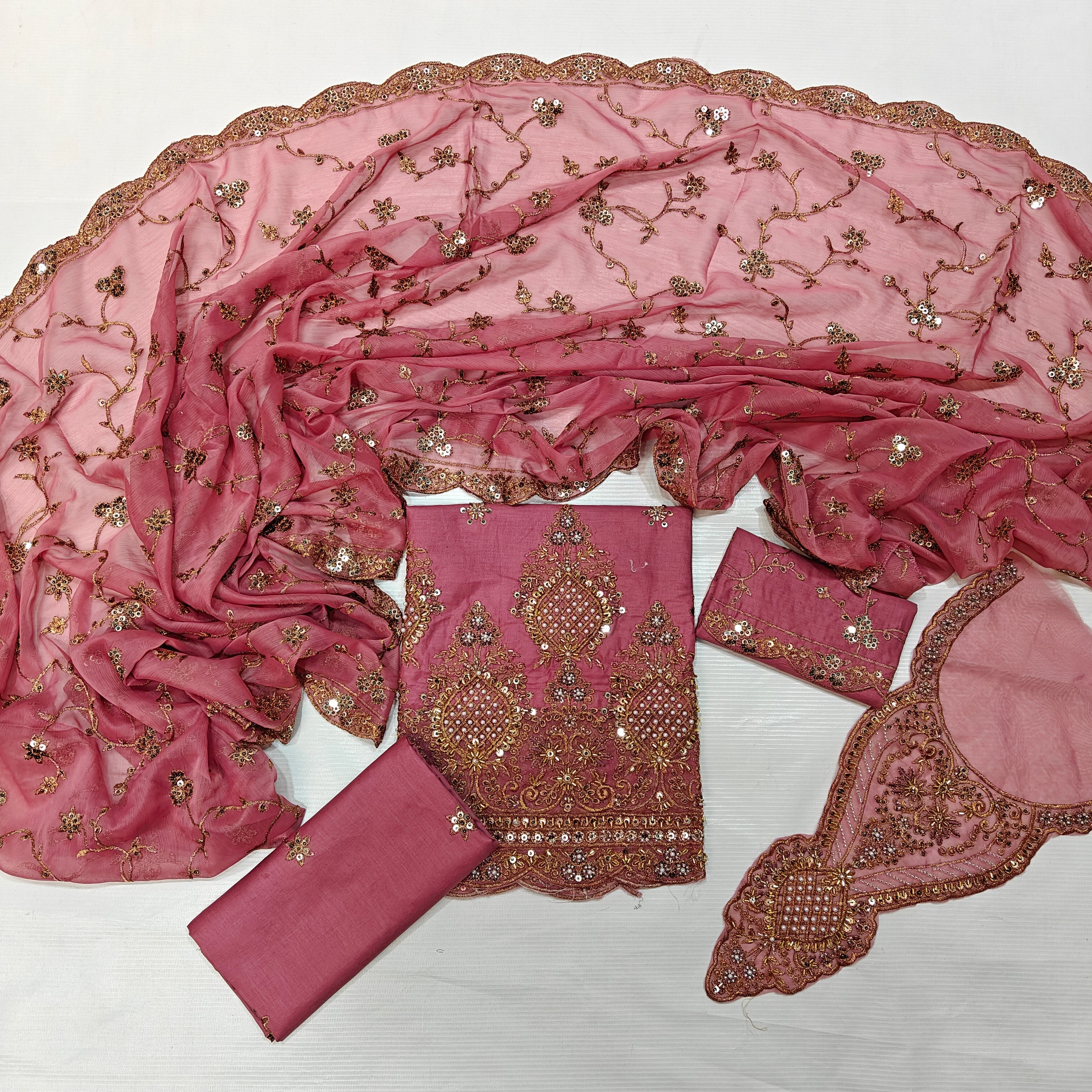 Taj Fancy Heavy Embroidered 3PC Unstitched Memon Clothes