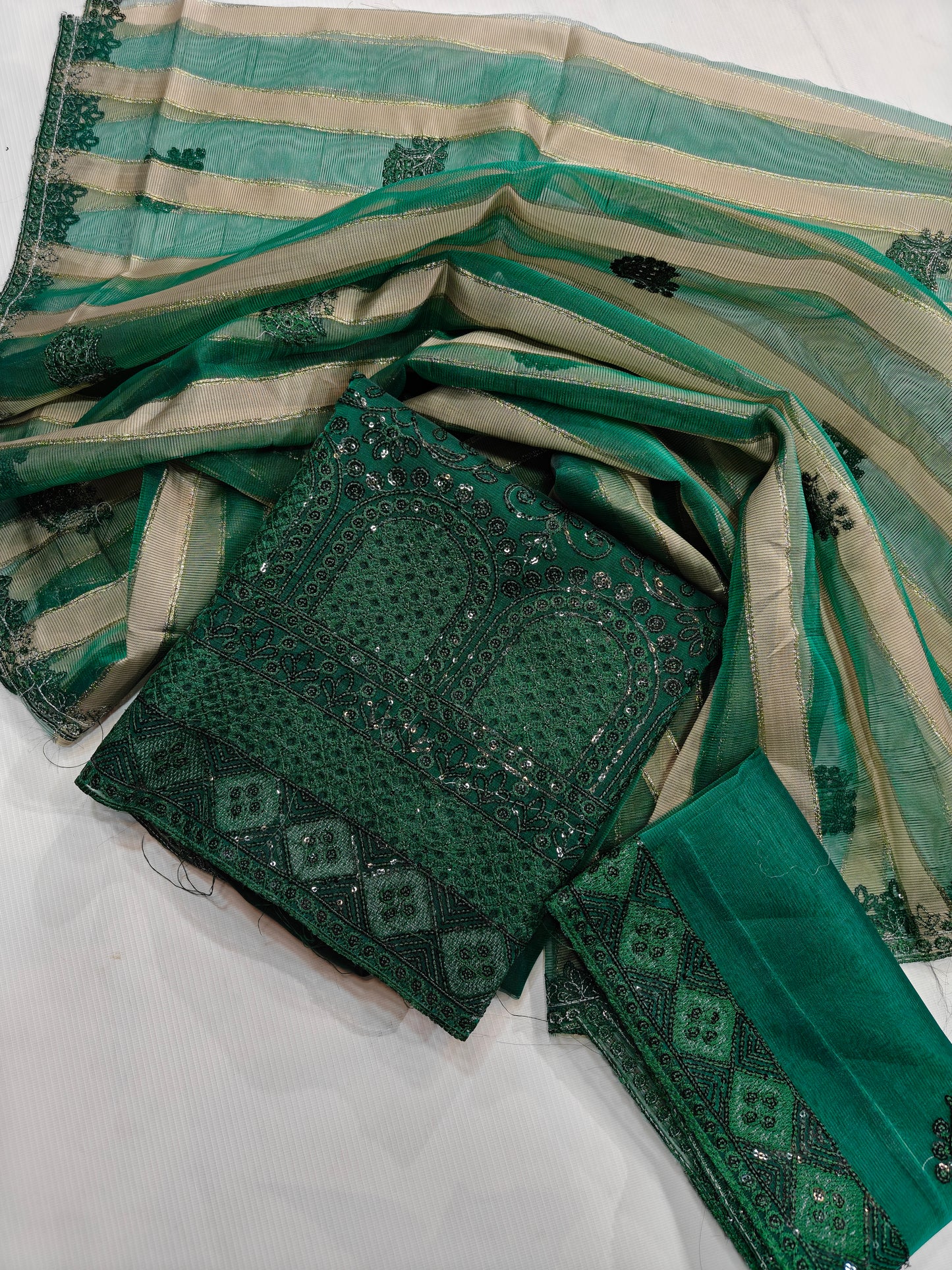 Luxury Baroque Organza Unstitched 3PC