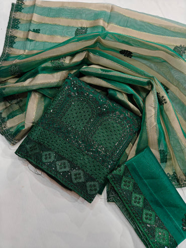 Luxury Baroque Organza Unstitched 3PC