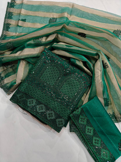 Luxury Baroque Organza Unstitched 3PC