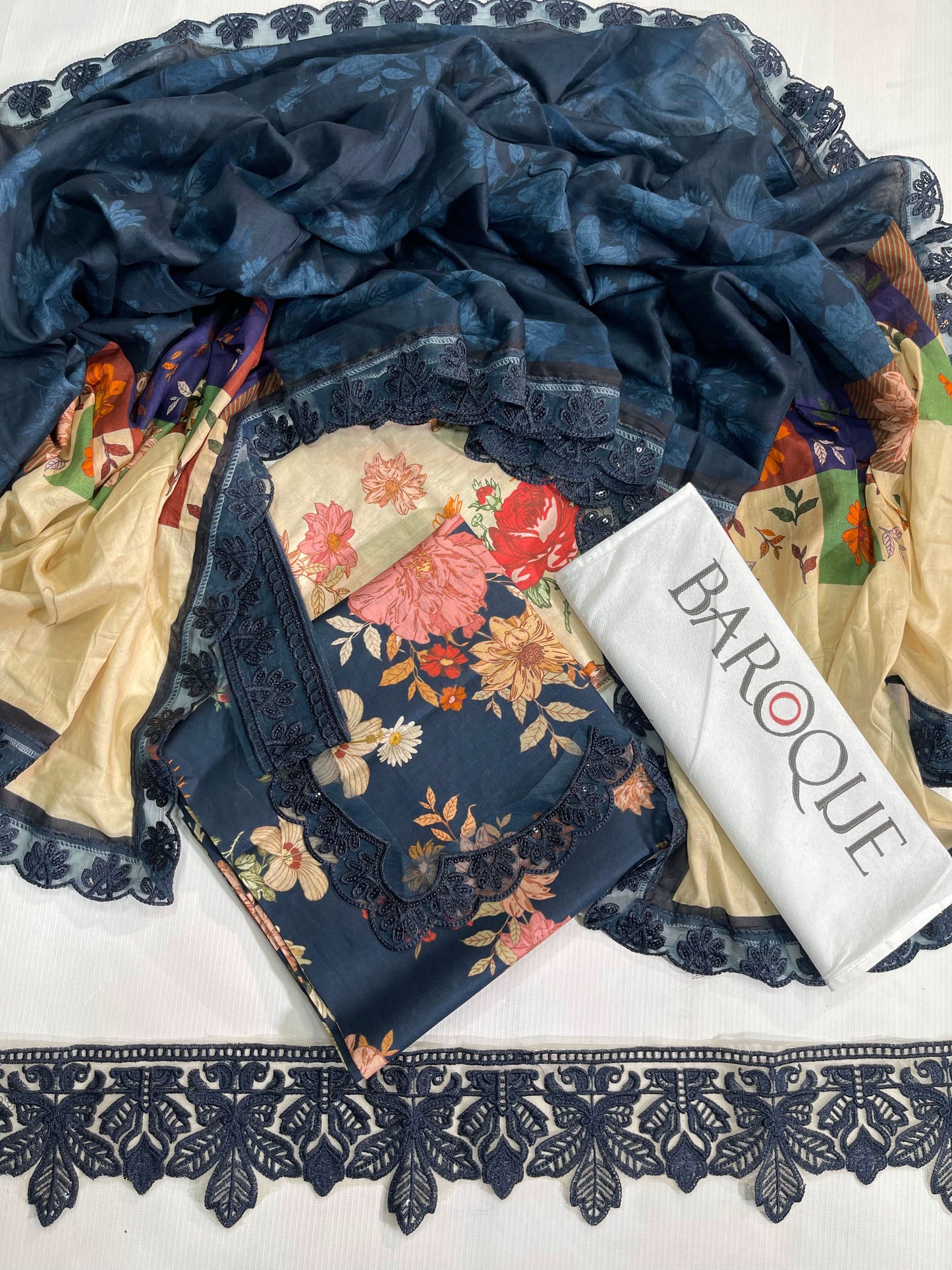 Baroque Printed Embroidered Lawn Dupatta