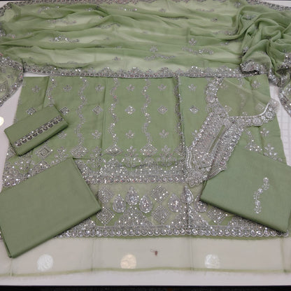 Party Wear Luxury Embroidered Cotton 3PC