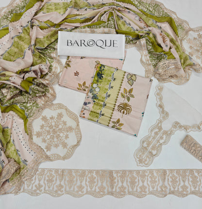 Baroque Printed Embroidered Lawn 3PC Unstitched