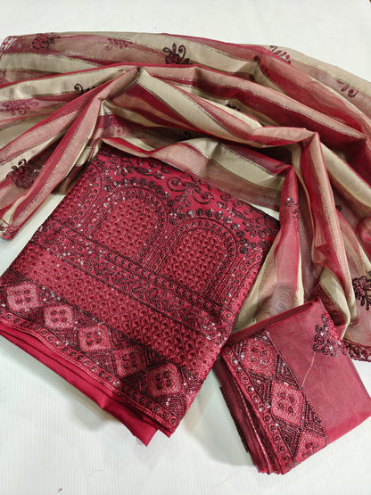 Luxury Baroque Organza Unstitched 3PC