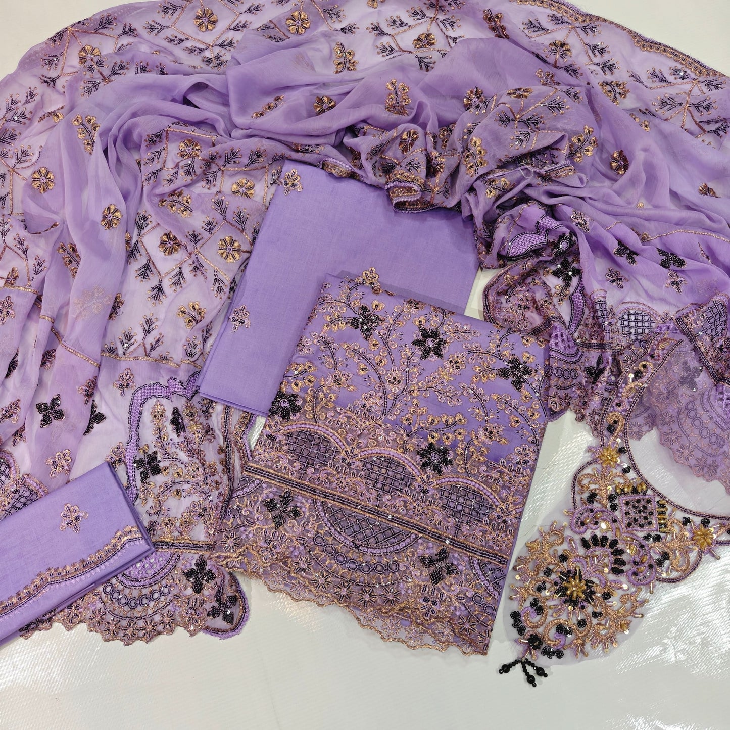 Taj Fancy Embroidery Unstitched | Purple