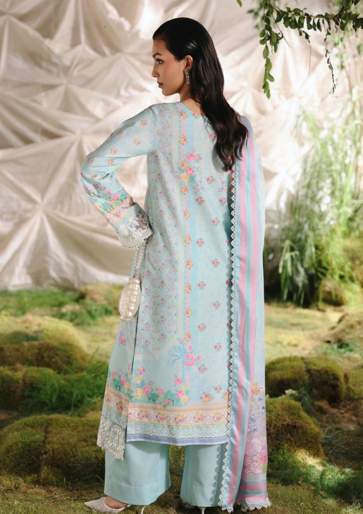 Raj Bari Printed Embroidered Lawn 3PC Unstitched