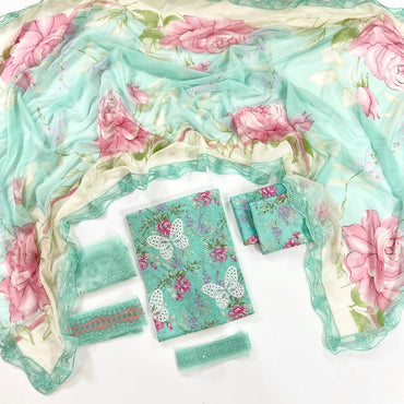 Maria B Printed Embroidered Lawn 3PC Unstitched