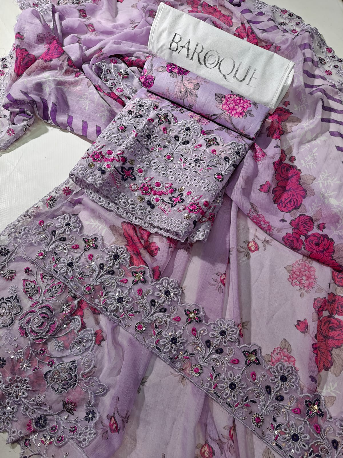 Baroque Printed Embroidered Lawn 3PC Unstitched