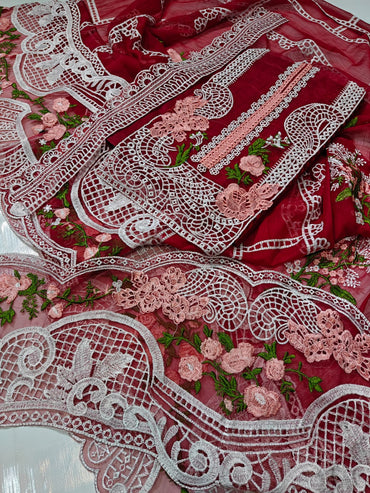 Crimson Luxury Embroidered 3PC