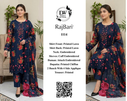 Iznik Printed Embroidered Lawn 3PC Unstitched