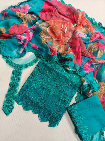 Maria B Embroidered ChikanKari 3PC