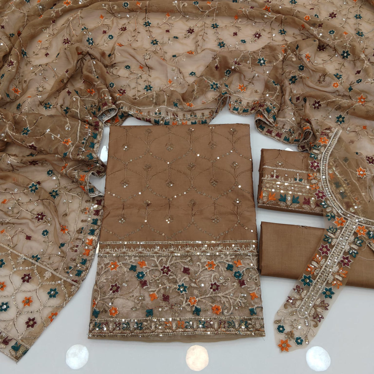 Party Wear Luxury Embroidered Cotton 3PC
