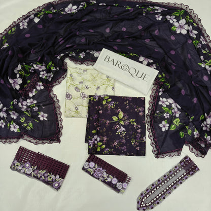 Baroque Printed Embroidered Lawn 3PC Unstitched