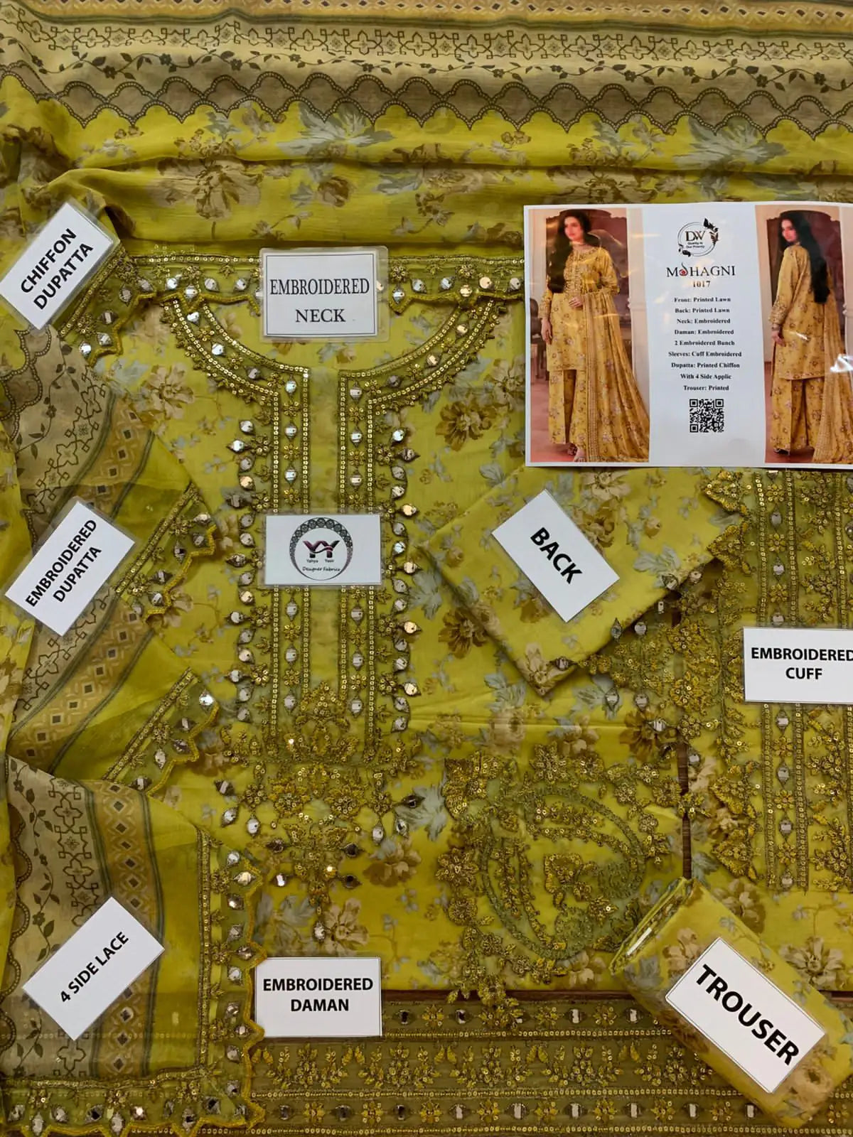 Mohagni Printed Embroidered Lawn 3PC Unstitched