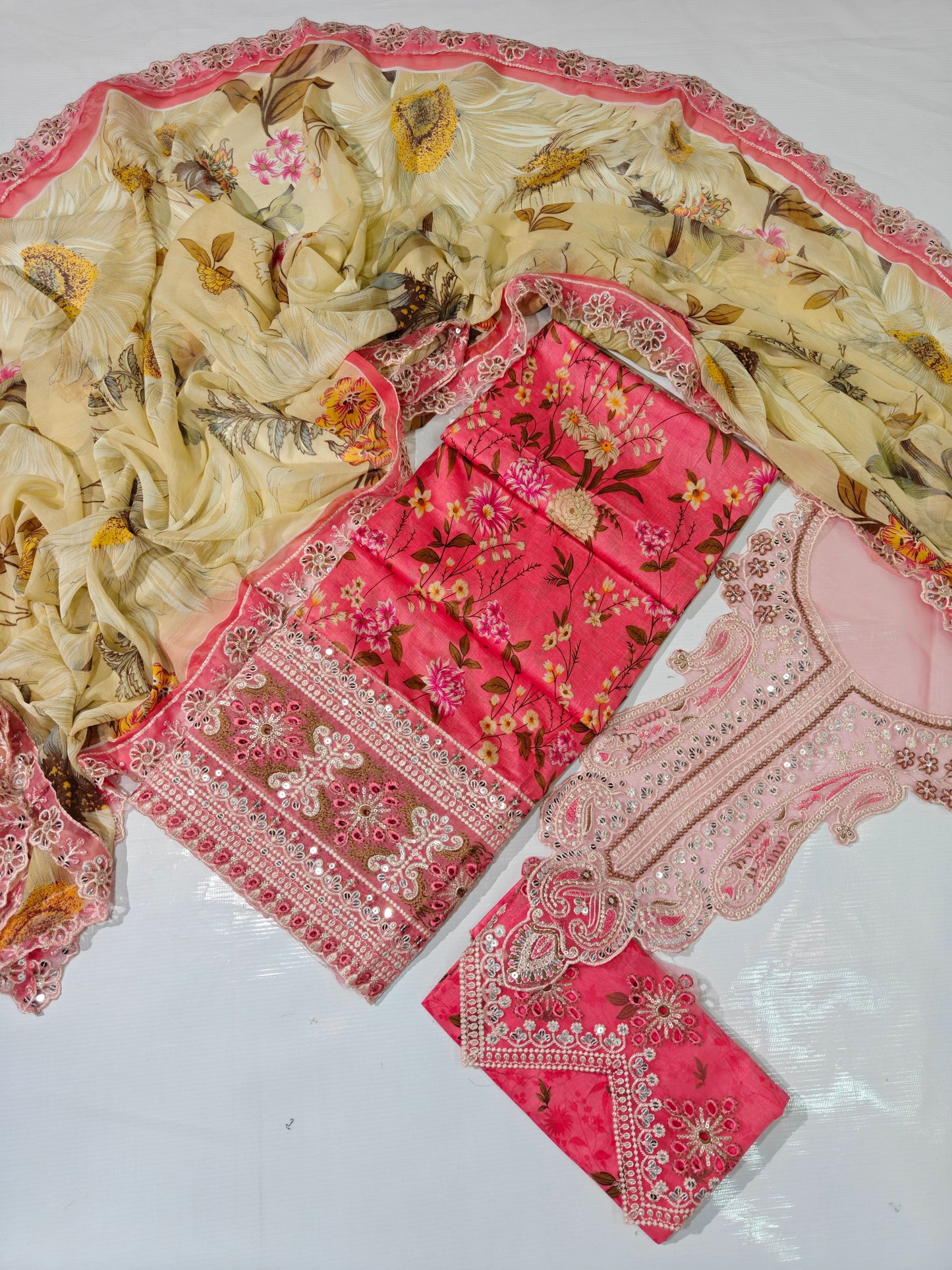 Printed Embroidered Heavy Daman 3PC