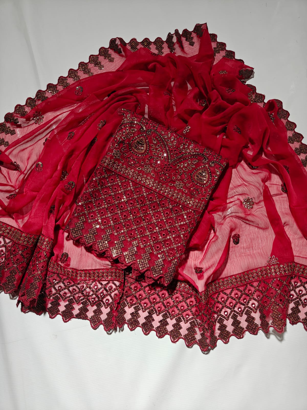 Liffan Fancy Heavy Embroidered Daman 3PC | Maroon