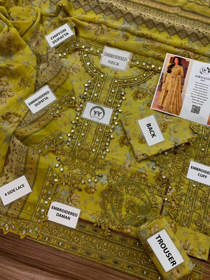 Mohagni Printed Embroidered Lawn 3PC Unstitched