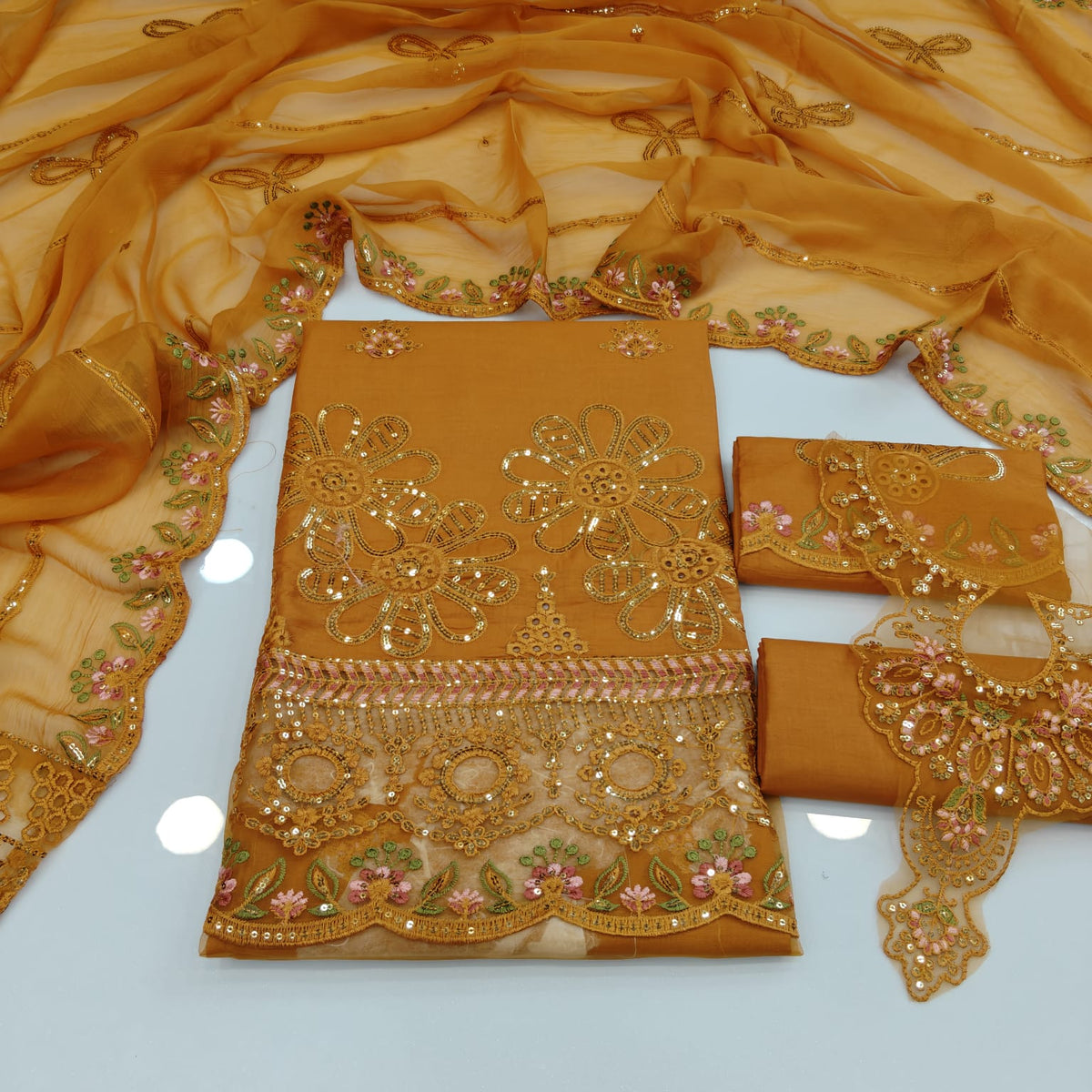 Party Wear Luxury Embroidered Cotton 3PC