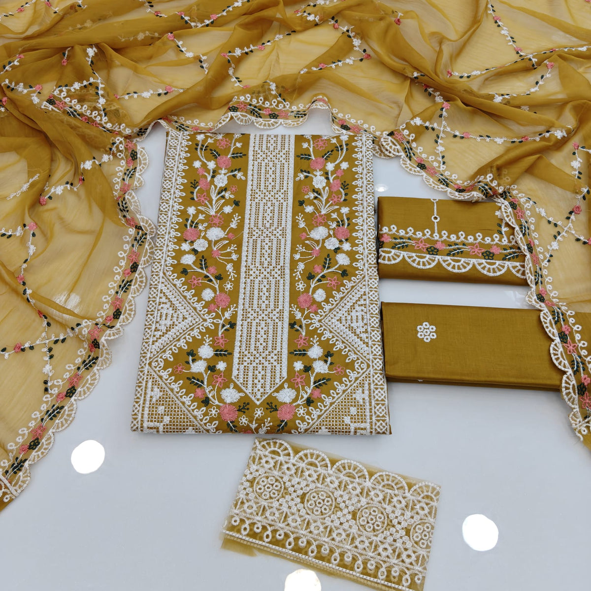 Party Wear Luxury Embroidered Cotton 3PC