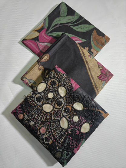 Dhanak Embroidered Lazer Cut Daman 3PC