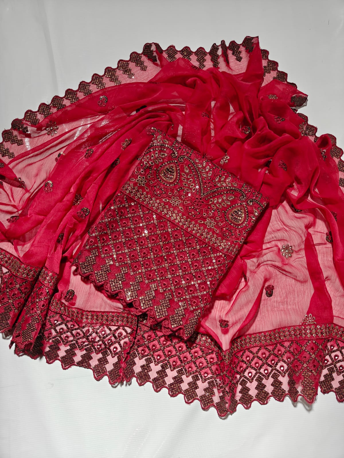 Liffan Fancy Heavy Embroidered Daman 3PC | Maroon