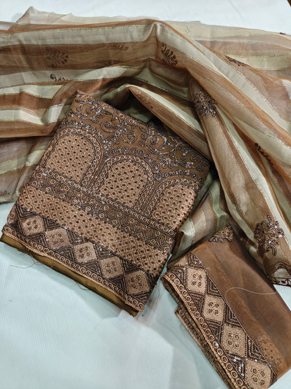 Luxury Baroque Organza Unstitched 3PC