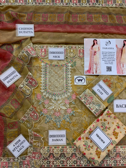 Farasha Printed Embroidered Lawn