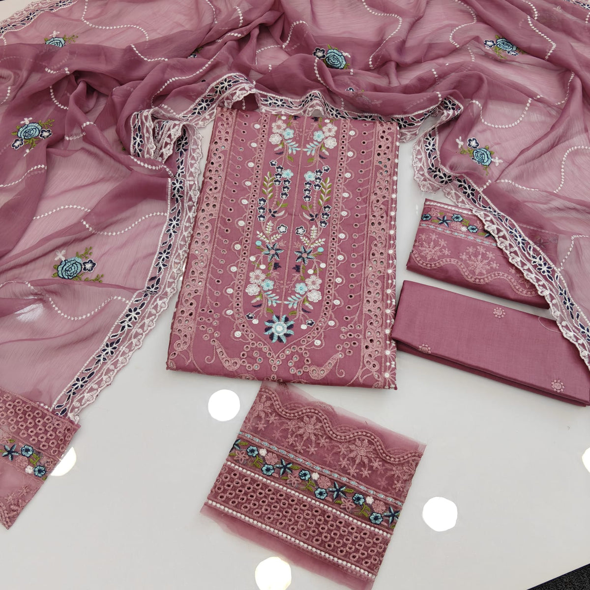 Party Wear Luxury Embroidered Cotton 3PC