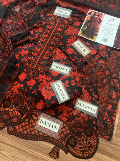 Mohagni Printed Embroidered Lawn 3PC Unstitched