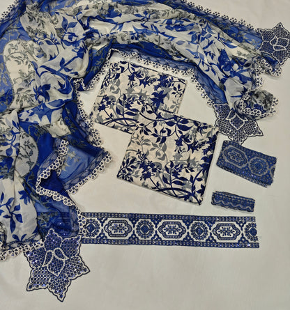 Aneelas Printed Embroidered Lawn 3PC Unstitched