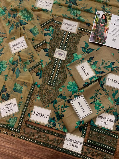 Aneela's Printed Embroidered Lawn 3PC Unstitched