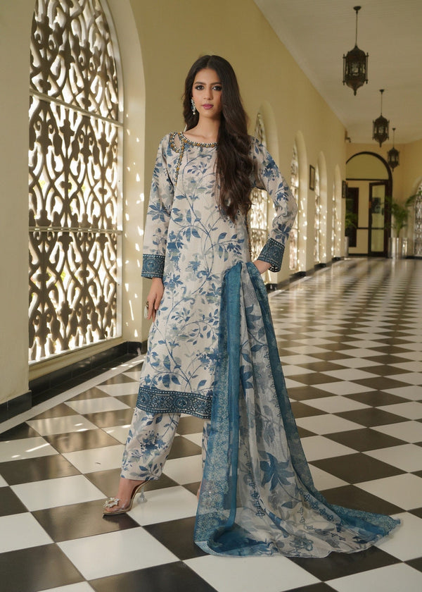 Aneelas Printed Embroidered Lawn 3PC Unstitched