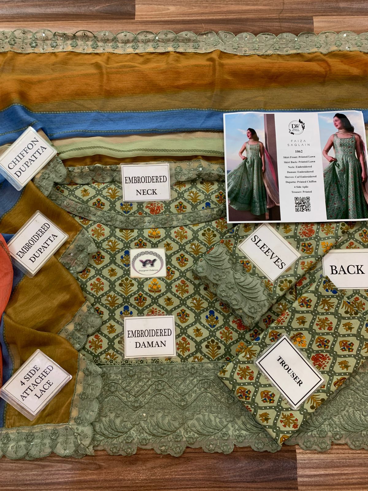 Luxury Printed Embroidered Lawn 3PC Unstitched | C Green