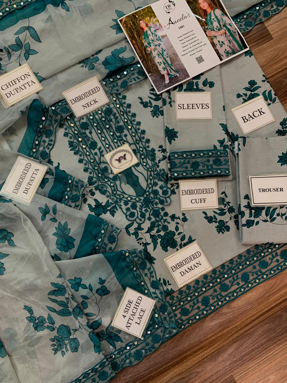 Aneela's Printed Embroidered Lawn